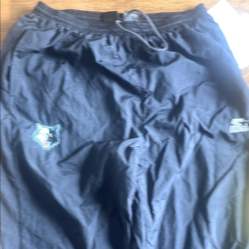 Vintage Starter Black Track Pants with Timberwolves logo